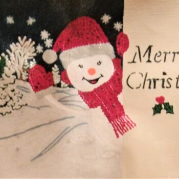Malerei mit dem Titel "Christmas Snowman" von Tonjua Lyles, Original-Kunstwerk, Acryl