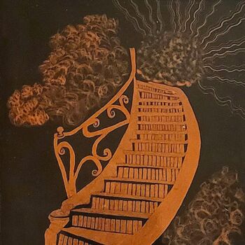 Disegno intitolato "The Quest 4 Knowled…" da Tonjua Lyles, Opera d'arte originale, Scratchboard