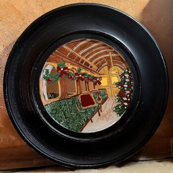 Ζωγραφική με τίτλο "All Aboard Train Ca…" από Tonjua Lyles, Αυθεντικά έργα τέχνης, Ακρυλικό Τοποθετήθηκε στο Ποτήρι