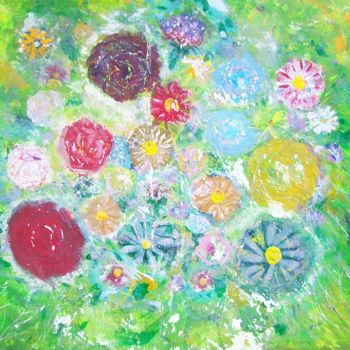 Peinture intitulée "bouquet de fleur" par Tony Crenn, Œuvre d'art originale, Huile