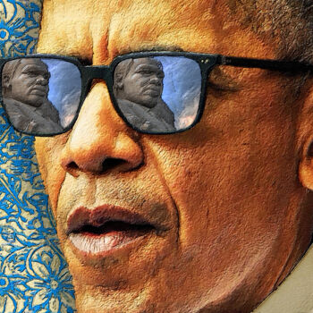 Картина под названием "Barack Obama Martin…" - Tony Rubino, Подлинное произведение искусства, Акрил Установлен на Деревянная…