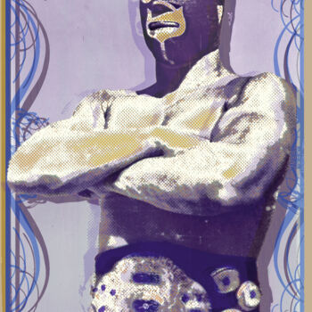 Painting titled "Mexican Wrestler Lu…" by Tony Rubino, Original Artwork, Acrylic Mounted on Wood Stretcher frame