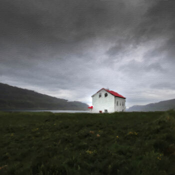 Картина под названием "Little House And Mo…" - Tony Rubino, Подлинное произведение искусства, Акрил Установлен на Деревянная…