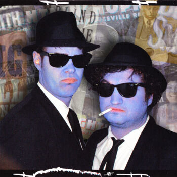 Digitale Kunst mit dem Titel "Blues Brothers Sepia" von Tony Rubino, Original-Kunstwerk, Digitale Malerei Auf Keilrahmen aus…