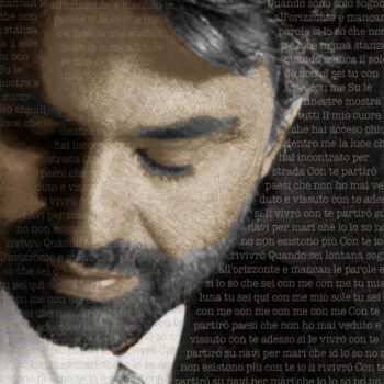 Digital Arts titled "Andrea Bocelli And…" by Tony Rubino, Original Artwork, Digital Painting Mounted on Wood Stretcher frame