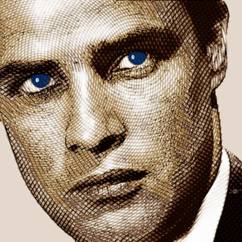 Digitale Kunst getiteld "Young Marlon Brando…" door Tony Rubino, Origineel Kunstwerk, Digitaal Schilderwerk Gemonteerd op Fr…
