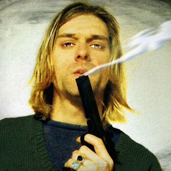 Arte digitale intitolato "Kurt Cobain Nirvana…" da Tony Rubino, Opera d'arte originale, Pittura digitale Montato su Telaio p…