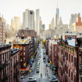 Digitale Kunst mit dem Titel "New York City Skyli…" von Tony Rubino, Original-Kunstwerk, Digitale Malerei Auf Keilrahmen aus…