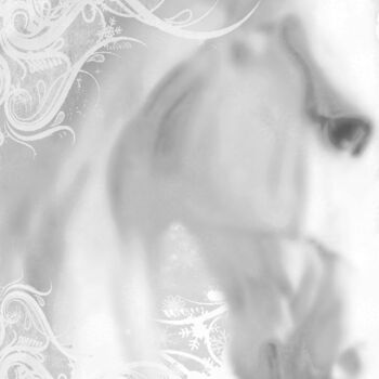 Digital Arts titled "White Winter Horse 2" by Tony Rubino, Original Artwork, Digital Painting Mounted on Wood Stretcher frame