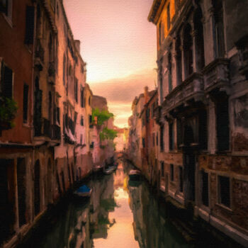 Malerei mit dem Titel "Venice Canal Italy" von Tony Rubino, Original-Kunstwerk, Acryl Auf Keilrahmen aus Holz montiert