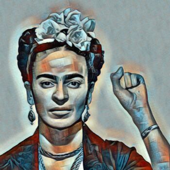 绘画 标题为“Frida Kahlo Mug Sho…” 由Tony Rubino, 原创艺术品, 丙烯 安装在木质担架架上
