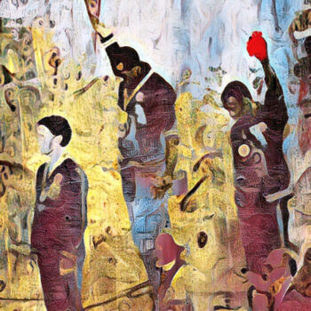 Ζωγραφική με τίτλο "1968 Olympics Black…" από Tony Rubino, Αυθεντικά έργα τέχνης, Ακρυλικό Τοποθετήθηκε στο Ξύλινο φορείο σκ…