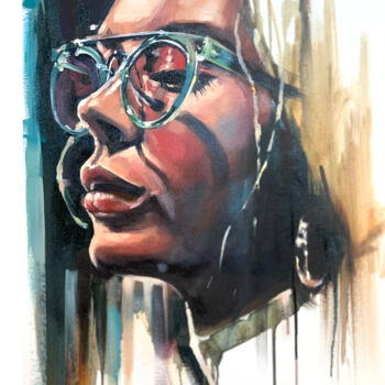 Painting titled "Rose Tinted Glasses" by Tonya Seiler, Original Artwork, Oil