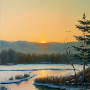 Painting titled "sunset" by Tony Mäkinen, Original Artwork, Oil