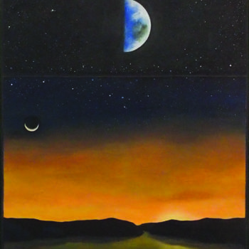 Pittura intitolato "cosmos, lua, céu, s…" da Tony Pereira Ferreira, Opera d'arte originale, Acrilico