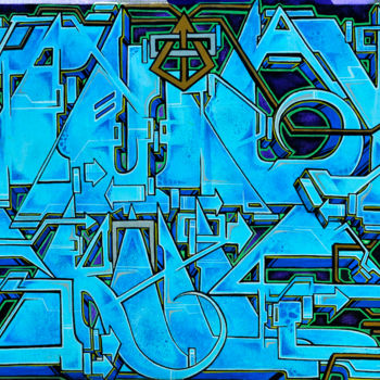 Pintura titulada "Blue print" por Juicy Skills, Obra de arte original, Acrílico