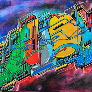 Pintura titulada "intergalactik-travel" por Juicy Skills, Obra de arte original, Acrílico