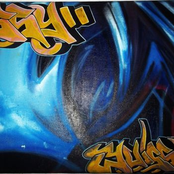 Painting titled "canvas-number-one" by Juicy Skills, Original Artwork, Airbrush