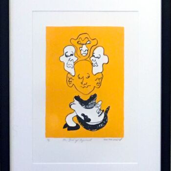 Printmaking titled "The God of Argument" by Too Too Weird, Original Artwork, Lithography