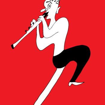 Dibujo titulada "Jazzzpiper" por Too Too Weird, Obra de arte original, Lápiz