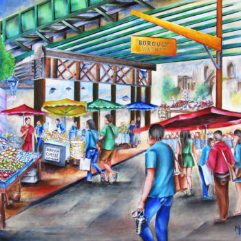 Peinture intitulée "Borough Market, Lon…" par Miriam Besa, Œuvre d'art originale, Huile