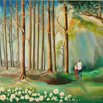 Pintura titulada "Solace in the Woods" por Miriam Besa, Obra de arte original, Oleo