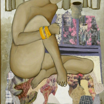Schilderij getiteld "The Lady with an Or…" door Miriam Besa, Origineel Kunstwerk, Collages