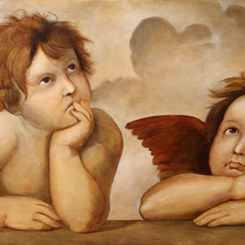 Painting titled "Raphael’s Angels" by Darko Topalski, Original Artwork, Oil