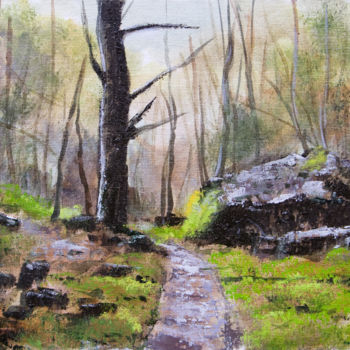 Painting titled "Forest Path" by Darko Topalski, Original Artwork, Oil Mounted on Other rigid panel