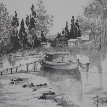 Painting titled "essex river" by Topcu, Original Artwork