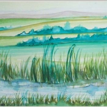 Painting titled "cape cod marsh" by Topcu, Original Artwork, Oil