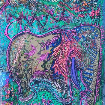 Painting titled "Comme un elephant..…" by Girerd Christophe, Original Artwork, Acrylic