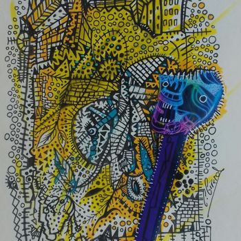 Drawing titled "totem" by Girerd Christophe, Original Artwork, Pencil