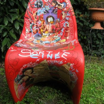 手工艺品 标题为“chaise rouge nico” 由Girerd Christophe, 原创艺术品