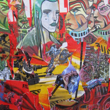 Painting titled "grands-format"MONDE…" by Girerd Christophe, Original Artwork, Collages