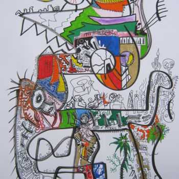Drawing titled "culture urbaine 2" by Girerd Christophe, Original Artwork, Marker