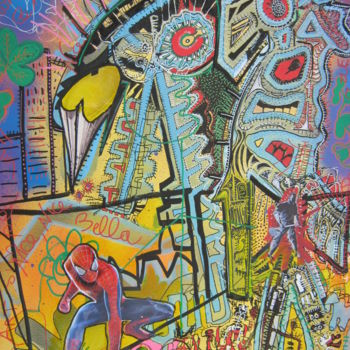 Malerei mit dem Titel "spiderman!" von Girerd Christophe, Original-Kunstwerk, Acryl