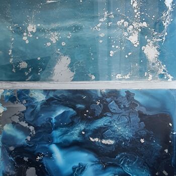 Malerei mit dem Titel "Turquoise Lagoon" von Tories Dor, Original-Kunstwerk, Acryl