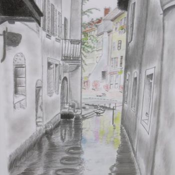Painting titled "Vieil Annecy" by Nathalie Torrents, Original Artwork