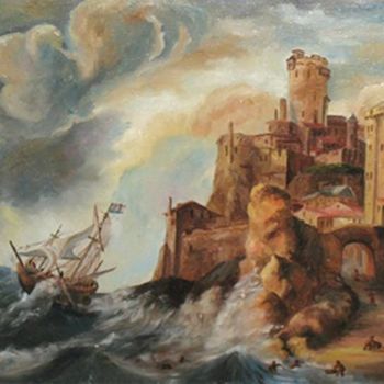 Painting titled "copy-holland-sea-b.…" by Natali Azarova, Original Artwork, Oil