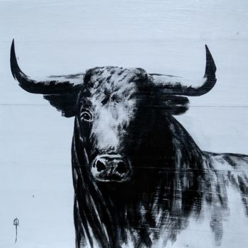 Painting titled "tete de toro" by Toros Bleus, Original Artwork, Acrylic