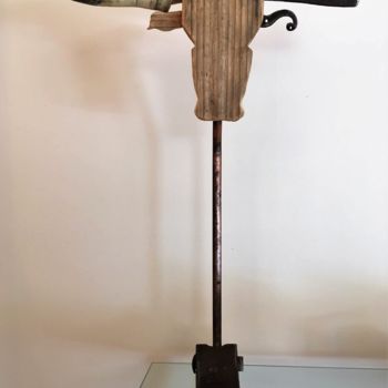 Sculpture titled "cabeza de toro" by Toros Bleus, Original Artwork, Wood