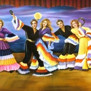 Painting titled "Dansçılar." by Hatun Erdem, Original Artwork