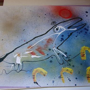 Картина под названием "Animales miticos 1" - Torras, Подлинное произведение искусства, Масло