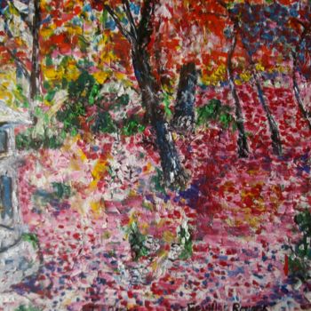 Pintura intitulada "Feuilles  Rouges" por Toshio Asaki, Obras de arte originais, Óleo