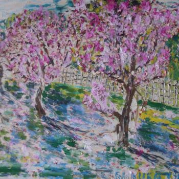 Peinture intitulée "Sakura" par Toshio Asaki, Œuvre d'art originale, Huile