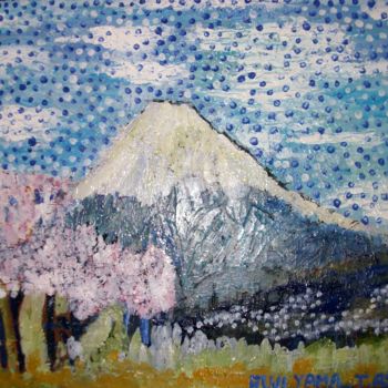 Schilderij getiteld "Fuji Yama" door Toshio Asaki, Origineel Kunstwerk, Olie