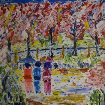 Schilderij getiteld "Cerisier ( Sakura )" door Toshio Asaki, Origineel Kunstwerk, Olie