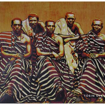 Estampas & grabados titulada "BLACK COUNCIL" por Tosin Oyeniyi, Obra de arte original, Linograbados