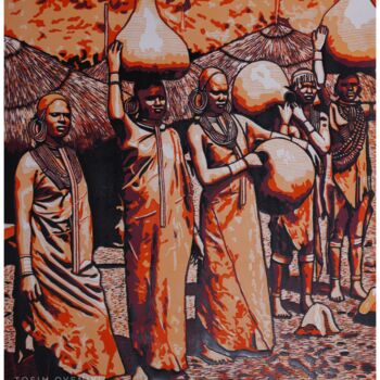 Gravures & estampes intitulée "CALL to ORDER" par Tosin Oyeniyi, Œuvre d'art originale, Linogravures